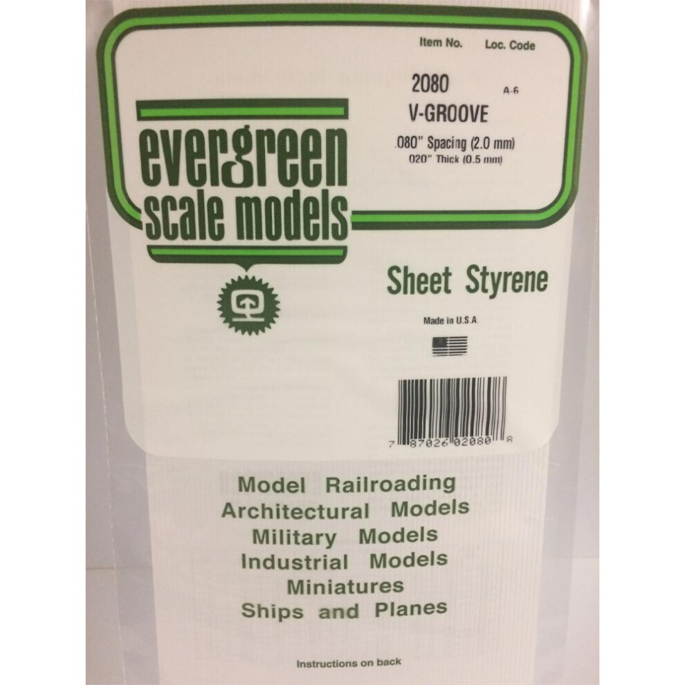 Evergreen 2080 - 0.080" Polystyrene V Groove Siding Sheet 6" x 12
