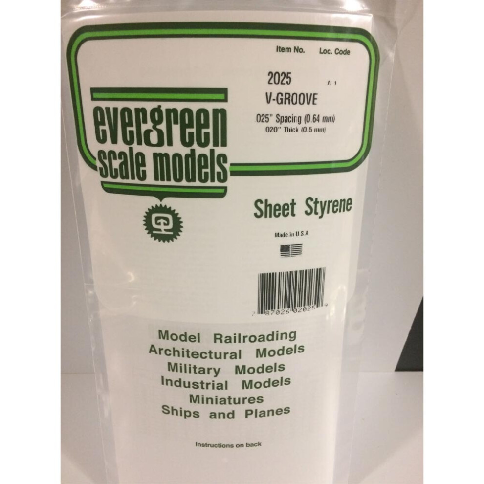 Evergreen 2025 - 0.025" Polystyrene V Groove Siding Sheet 6" x 12"