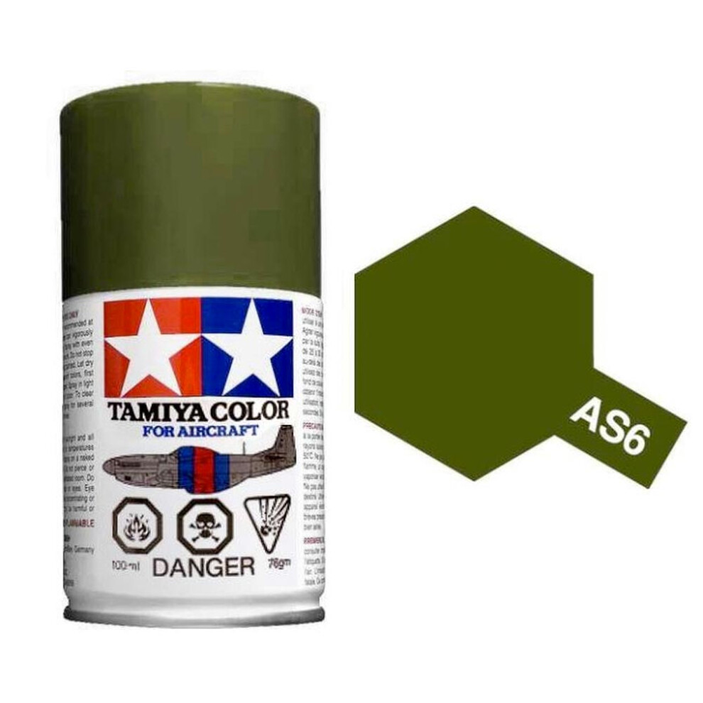 TAMIYA AS-6 Olive Drab (USAAF) 100ml Model Aircraft Spray Paint 86506