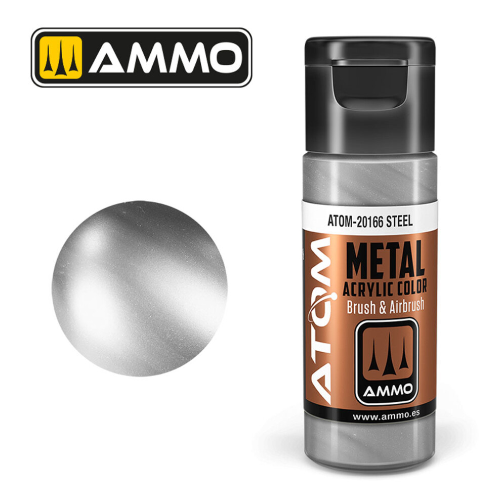 Mig Atom Metallic Steel 20Ml Model Paint Ammo By 20166