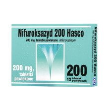 Hasco Nifuroksazyd 200 mg - 12 Tablets for Diarrhea (Biegunka) - Fast-Acting Local Gut Antibacterial