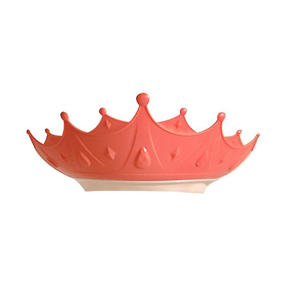 (Red) Kids Baby Crown Shower Cap Shield Bath Hat Adjustable Shampoo Hair Wash Protector
