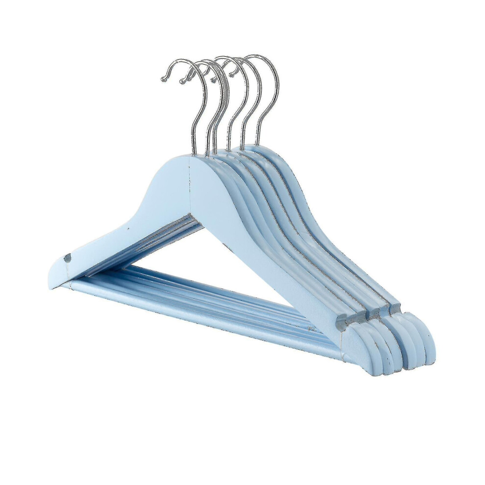Wooden Children's Coat / Clothes Hangers - Trouser Bar - Pastel Blue -