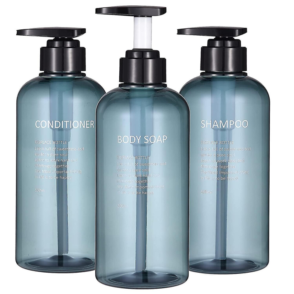 Shampoo And Conditioner Dispenser Bottles-3pcs 16.9oz/500ml Plastic Empty Refillable Pump Lotion Bottle Container