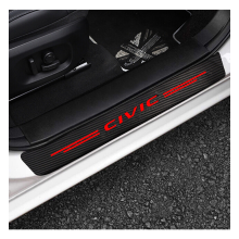 4pcs Car Door Sill Plate Protector Carbon Vinyl Leather Stickers CIVIC