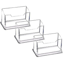 Business Card Holder, 3 Pieces Clear Business Card Holder Acrylic Business Card Display Stand Landscape Size Business Card Holder