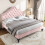 135*190 Upholstered Double Bed with Height-adjustable Headboard, Pink 1