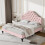135*190 Upholstered Double Bed with Height-adjustable Headboard, Pink 8