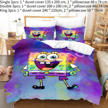 (Single) Single Squarepants Spongebob Double Bed Linen 3d Duvet Cover Home Furnishings