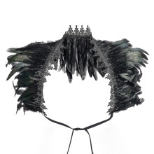 (Single sided lace style) Natural Feather Shrug Scarf Shoulder Cape Gothic Collar Halloween Costume - Jxlgv