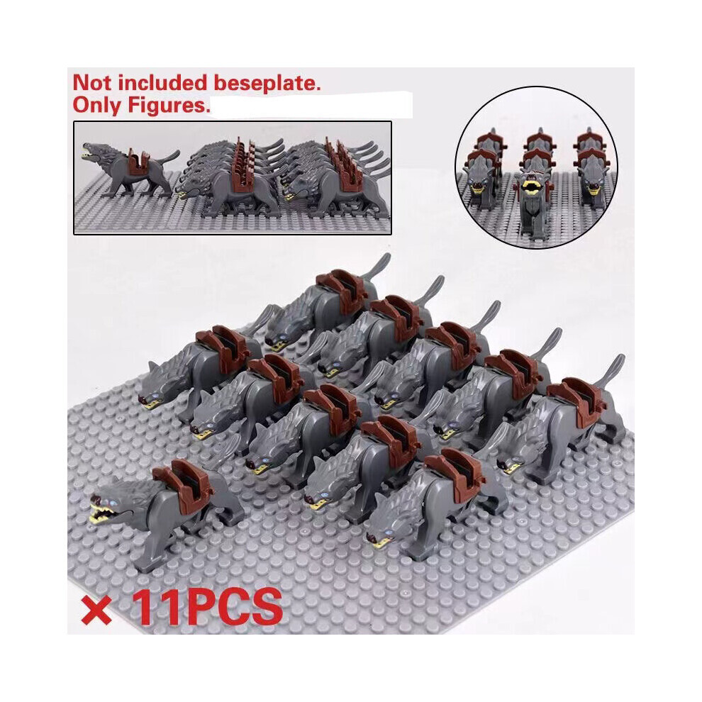 Minifigurestoy (11Pcs Wargs Wolf) 11Pcs Lord Of The Rings Hobbit Wargs Wolf Mini Figures Toy Fit Lego Grey