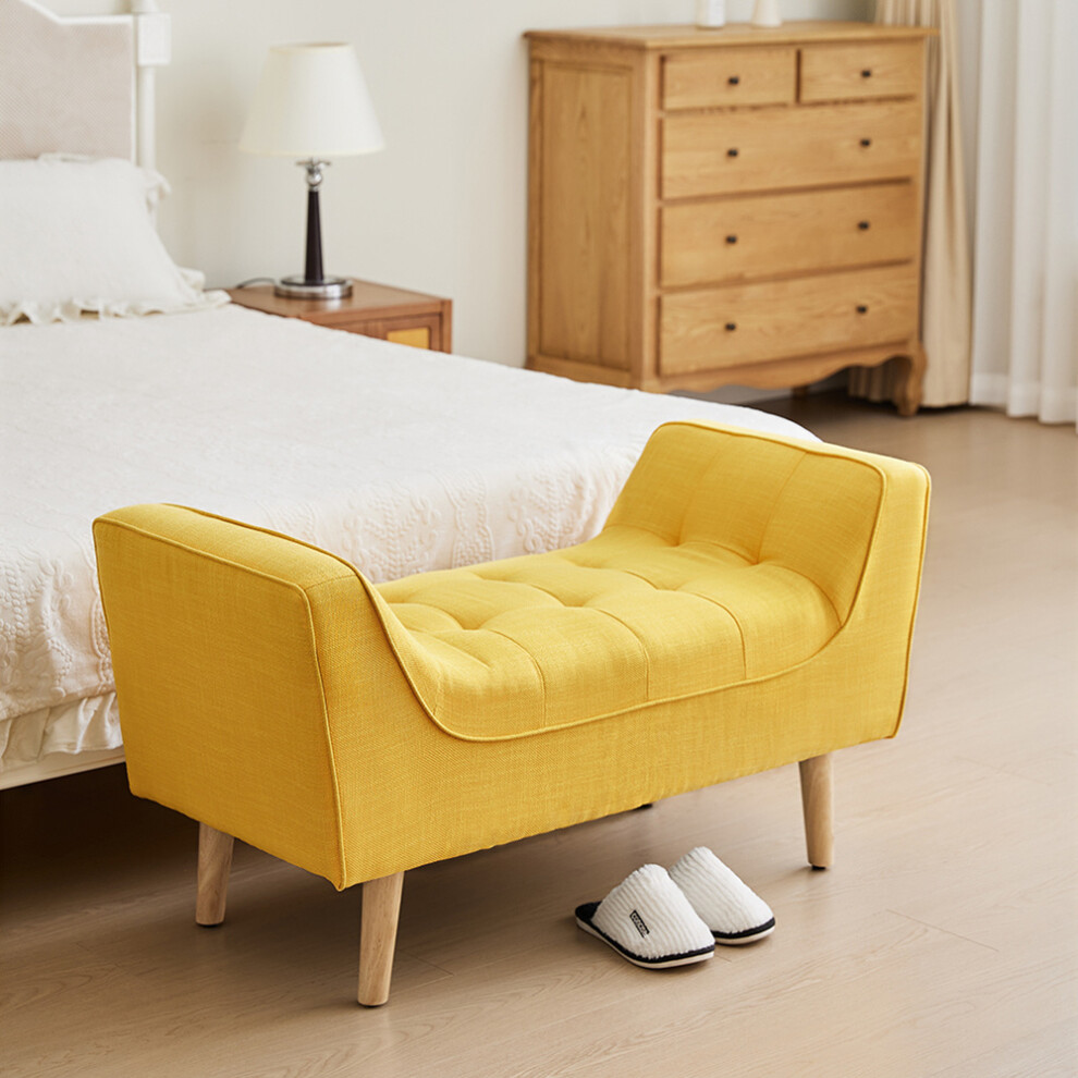 Soft Chenille Upholstered Bed End Side Bench Entryway Foot Stool