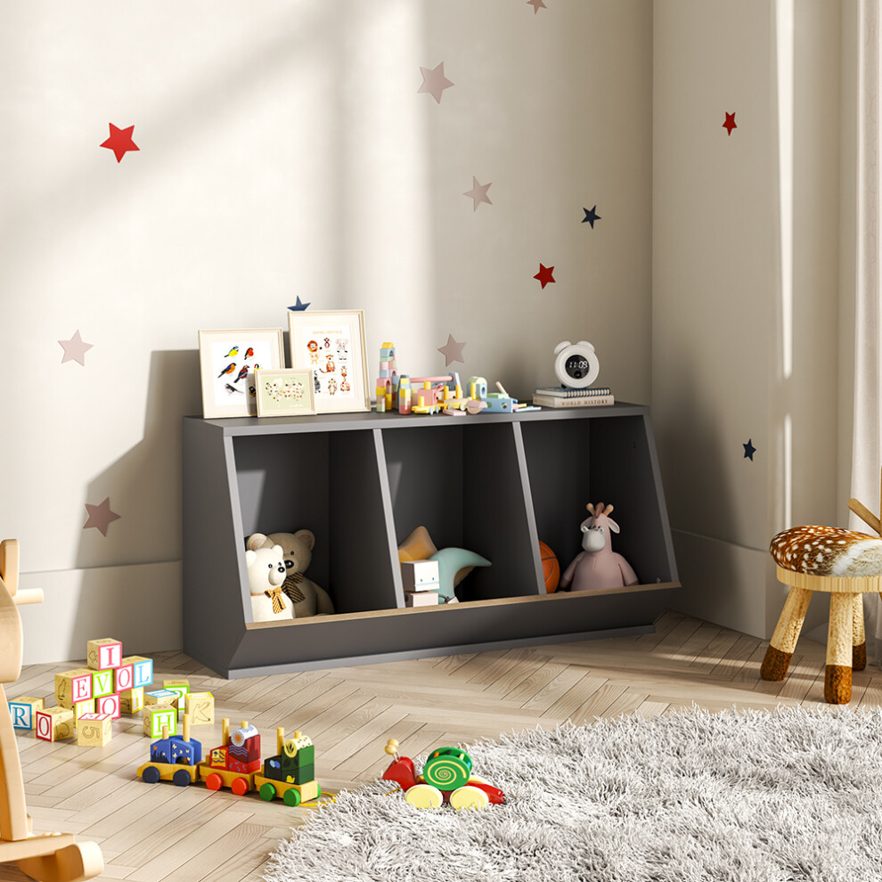 Grey Stackable Open Style Toy Box Children s Storage Chest Kids Tidy Toy Storage Organizer on OnBuy