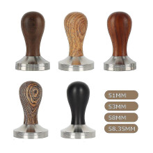 (51mm, black) 51/53/58mm Coffee Tamper Stainless Steel Coffee Powder Hammer Handle Flat Base