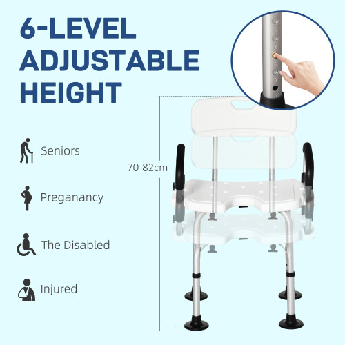 Homcom HOMCOM Adjustable Shower Stool with Suction Foot Pads for Elderly Disabled 1