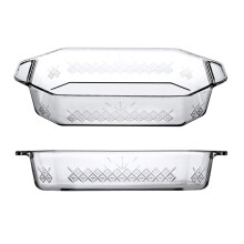 (Rectangular with Handles) 2.75/3L Glass Serving Tray Rectangular