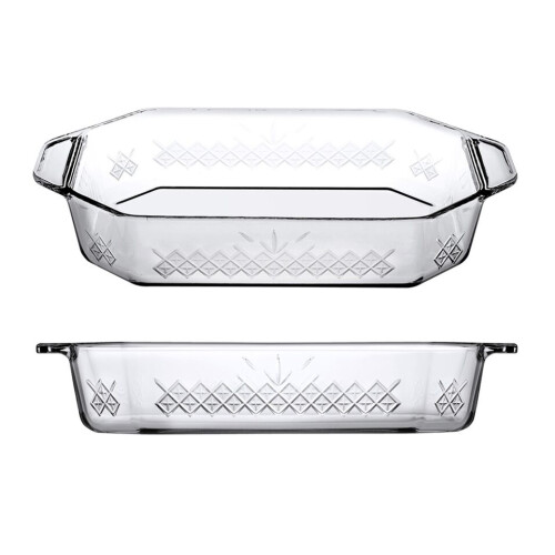 (Rectangular with Handles) 2.75/3L Glass Serving Tray Rectangular