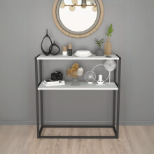 (White) 90cm Console Table Free Standing With Metal Frame