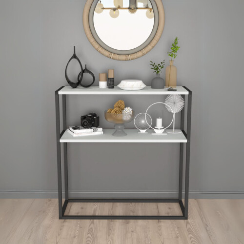 URBN Living (White) 90cm Console Table Free Standing With Metal Frame
