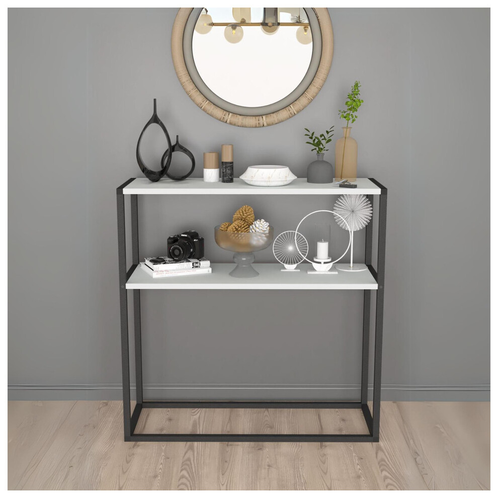 (White) 90cm Console Table Free Standing With Metal Frame