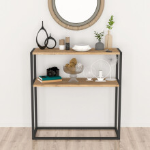 (Pine) 90cm Console Table Free Standing With Metal Frame