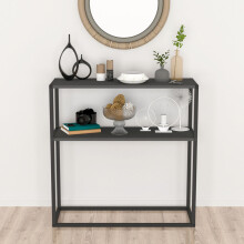 (Anthracite) 90cm Console Table Free Standing With Metal Frame