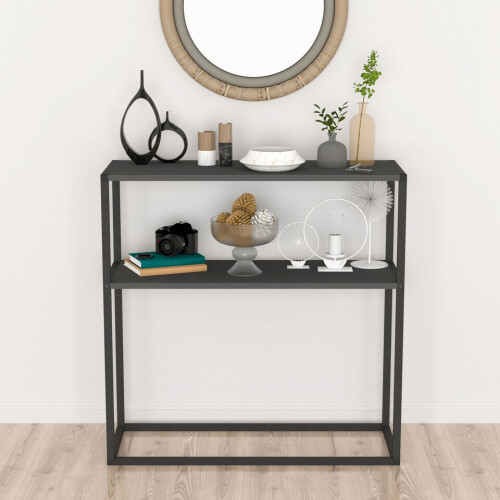 URBN Living (Anthracite) 90cm Console Table Free Standing With Metal Frame