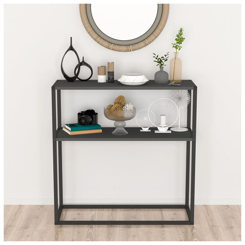 (Anthracite) 90cm Console Table Free Standing With Metal Frame