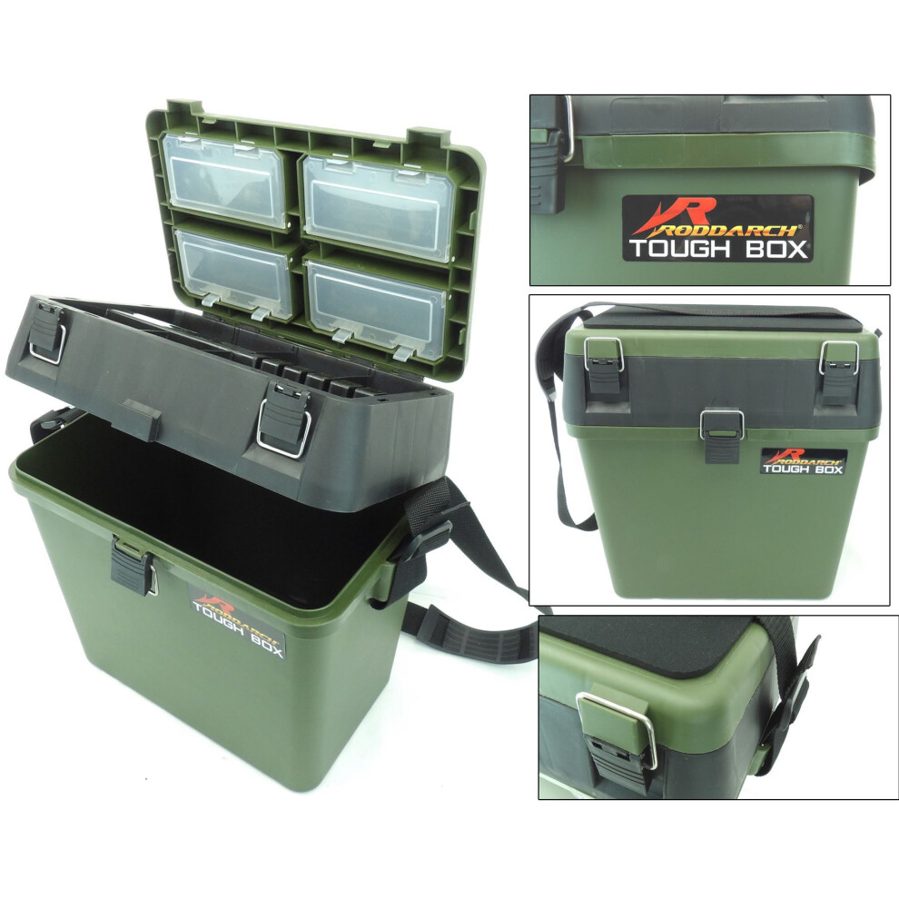 Roddarch Seat Box & Tackle Box with Strap and Seat Pad