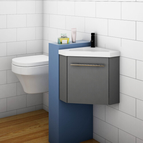 AICA Cornet Bathroom Vanity Unit with Basin Sink Wall Mounted Grey