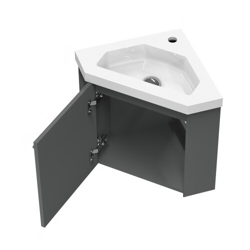 AICA Cornet Bathroom Vanity Unit with Basin Sink Wall Mounted Grey 2