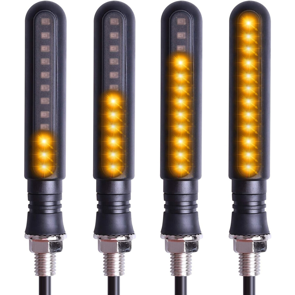Kinstecks 4Pcs Motorcycle Indicators Flowing Turn Signal Lights Motorbike Turning Indicators 12V For Motorcycle Motorbike Led Amber