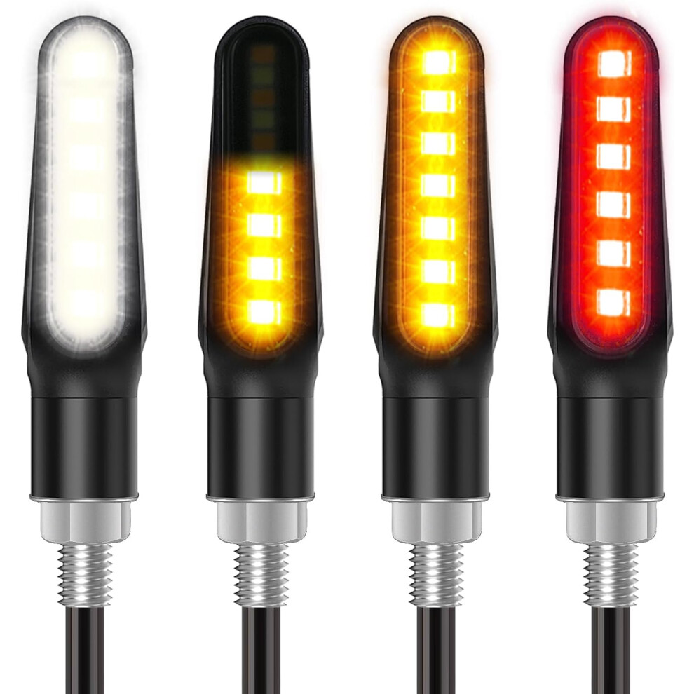 Kinstecks 4Pcs Motorcycle Indicators Flowing Turn Signal Lights Motorbike Turning Indicators Daytime Running Lights Brake Lights 12V 13Led For Motorcy 6935462212026