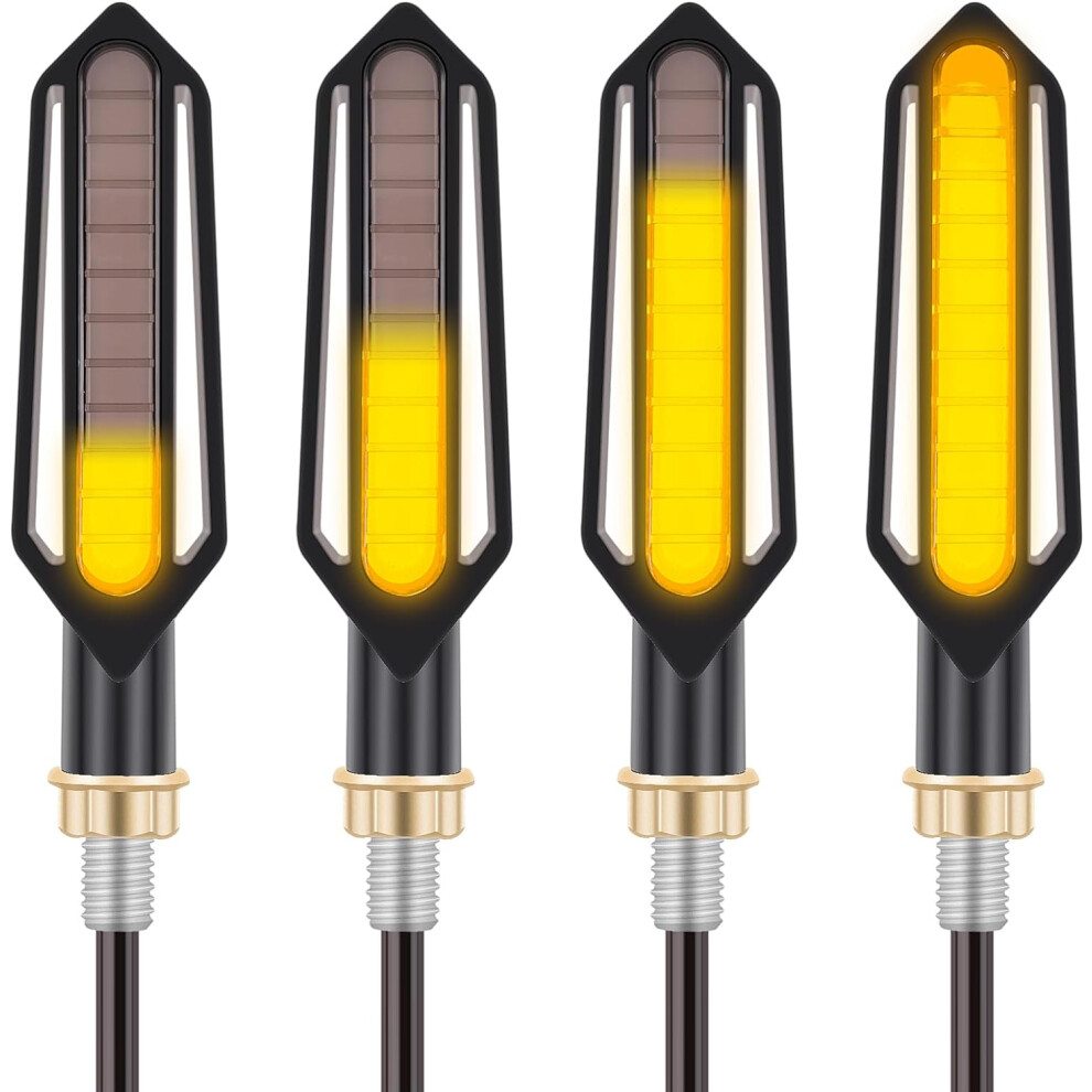 Kinstecks 4Pcs Motorcycle Indicators Flowing Turn Signal Lights Motorbike Turning Indicators 12V 12Led For Motorcycle Motorbike Led Amber 6935462211463