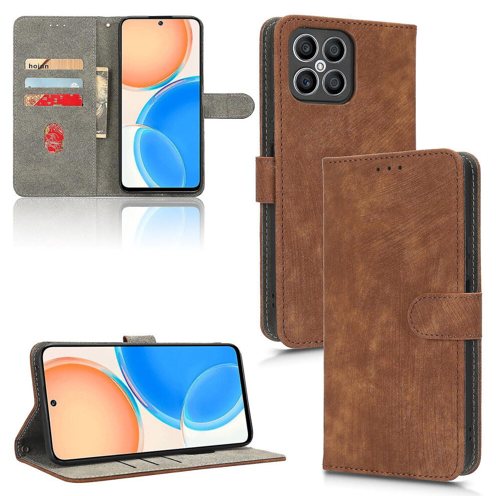 (Brown) Compatible With Honor X8 4G Rfid Blocking Flip Cover Magnetic Wallet Compatible With Honor X8 4G Case Brown 4814698469300