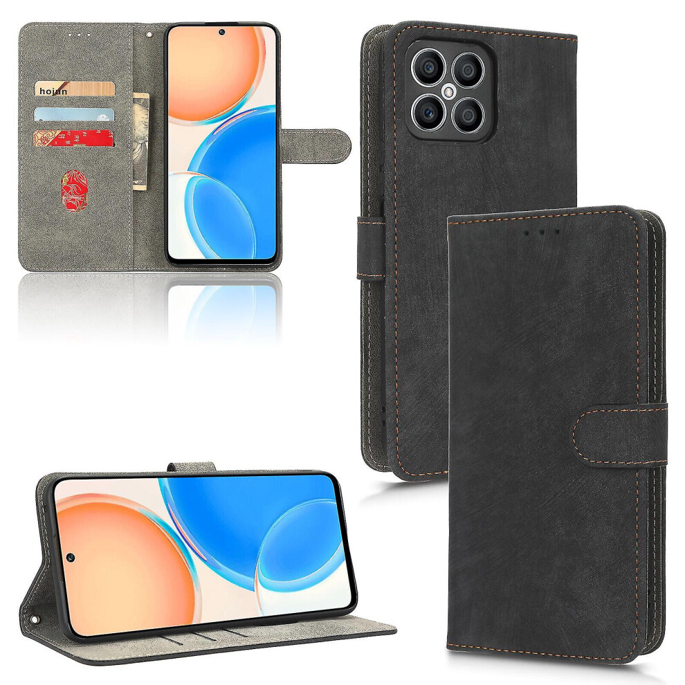 (Black) Compatible With Honor X8 4G Rfid Blocking Flip Cover Magnetic Wallet Compatible With Honor X8 4G Case Black 4814698469317