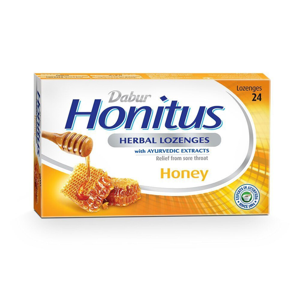 Dabur Honitus Herbal Lozenges Relief From Sore Throat Honey Flavour 24's