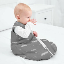 (Grey Sleeping Bag (2.5 TOG)) Quilted Baby Sleeping Bag & Baby Swaddle Wrap New Born Baby Wrap Pack of 3