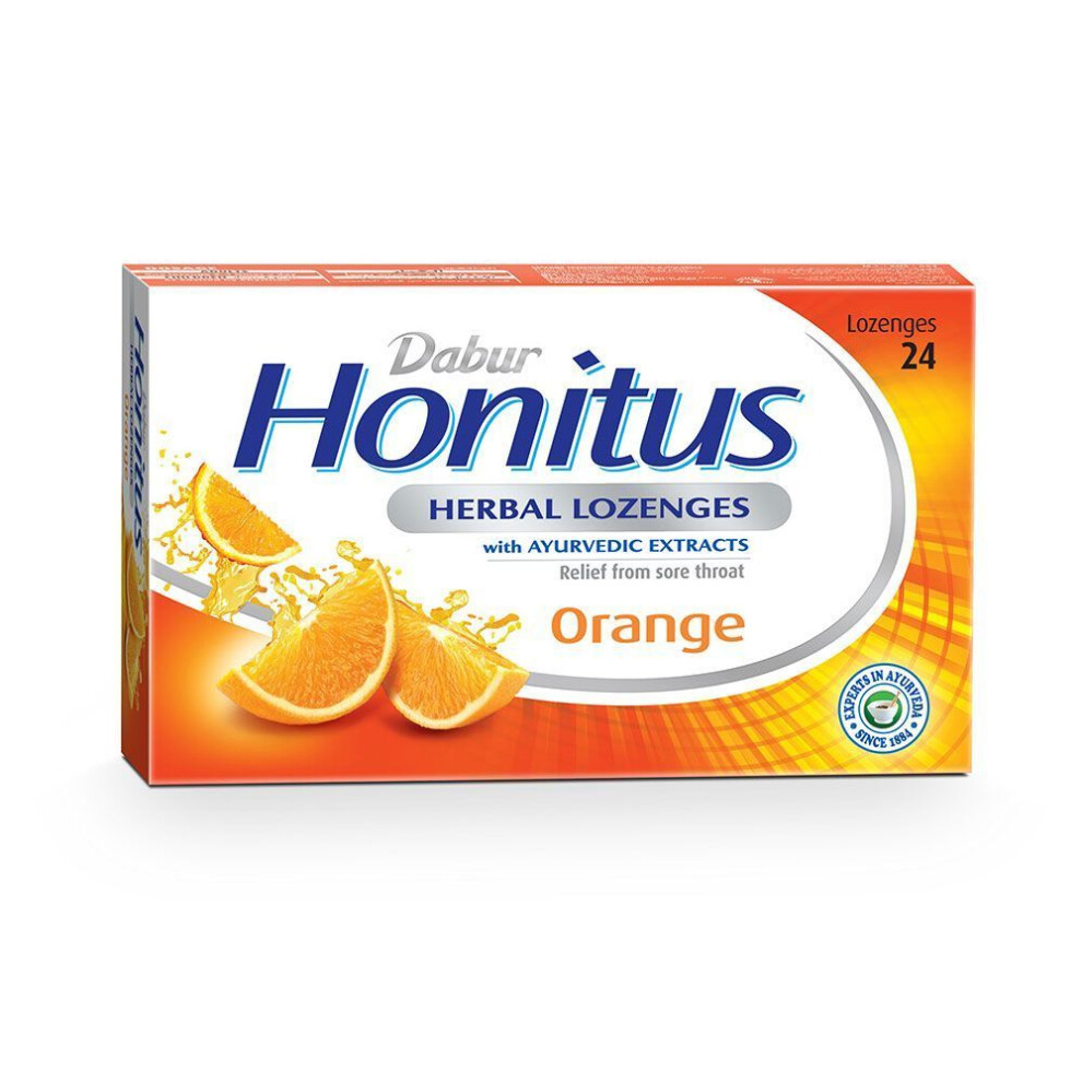 Dabur Honitus Herbal Lozenges Relief From Sore Throat Orange Flavour 24's