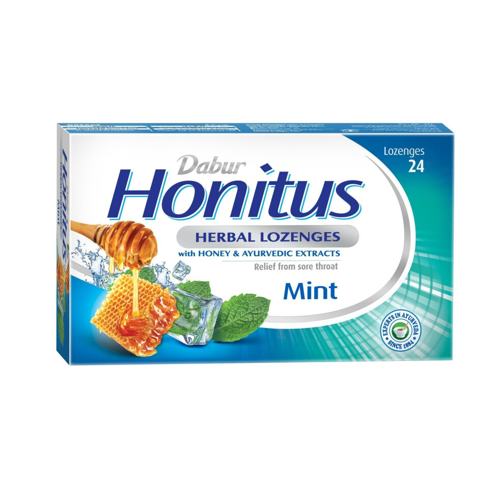 Dabur Honitus Herbal Lozenges Relief From Sore Throat Mint Flavour 24's