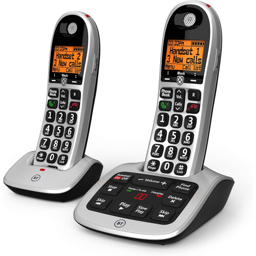 British Telecom BT BT4600 Twin Big Button Dect Telephone with Answer Machine