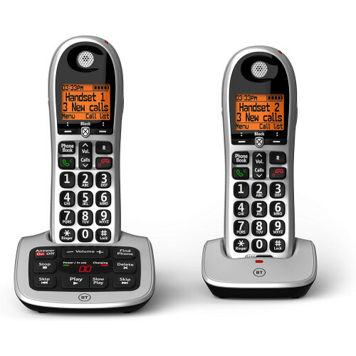 British Telecom BT BT4600 Twin Big Button Dect Telephone with Answer Machine 1