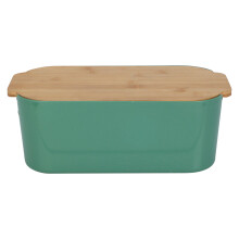 (Dark Green) Bread Bin Loaf Food Storage Box Kitchen Canister with Cutting Chopping Board Lid