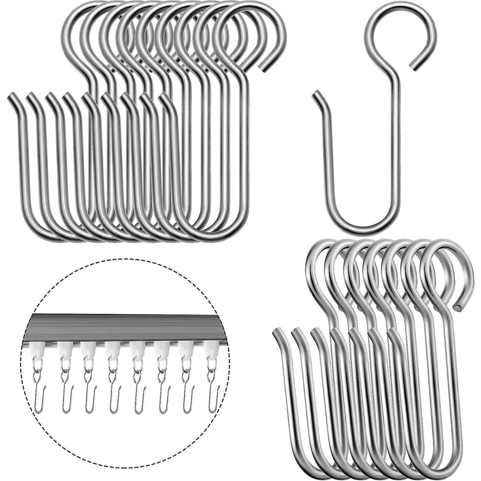 Bejoey 120 Pieces Curtain Track Hooks Metal Curtain Hooks Drapes Curtain Wire Hooks Stainless Steel Small S Hooks For Ceiling Track-image-OPC-PDW7HX9-NEW