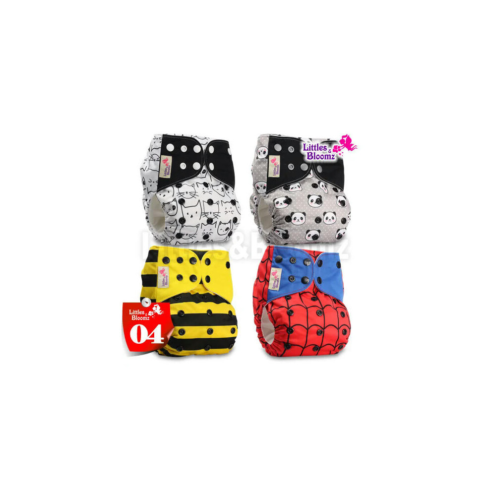 (04) [Littles&Bloomz]4pcs/set Washable Reusable Cloth Diaper Ecological Adjustable Nappy , 4 Nappies/Diapers And 0 Inserts In One Set-image-OPC-PDW7JWF-NEW