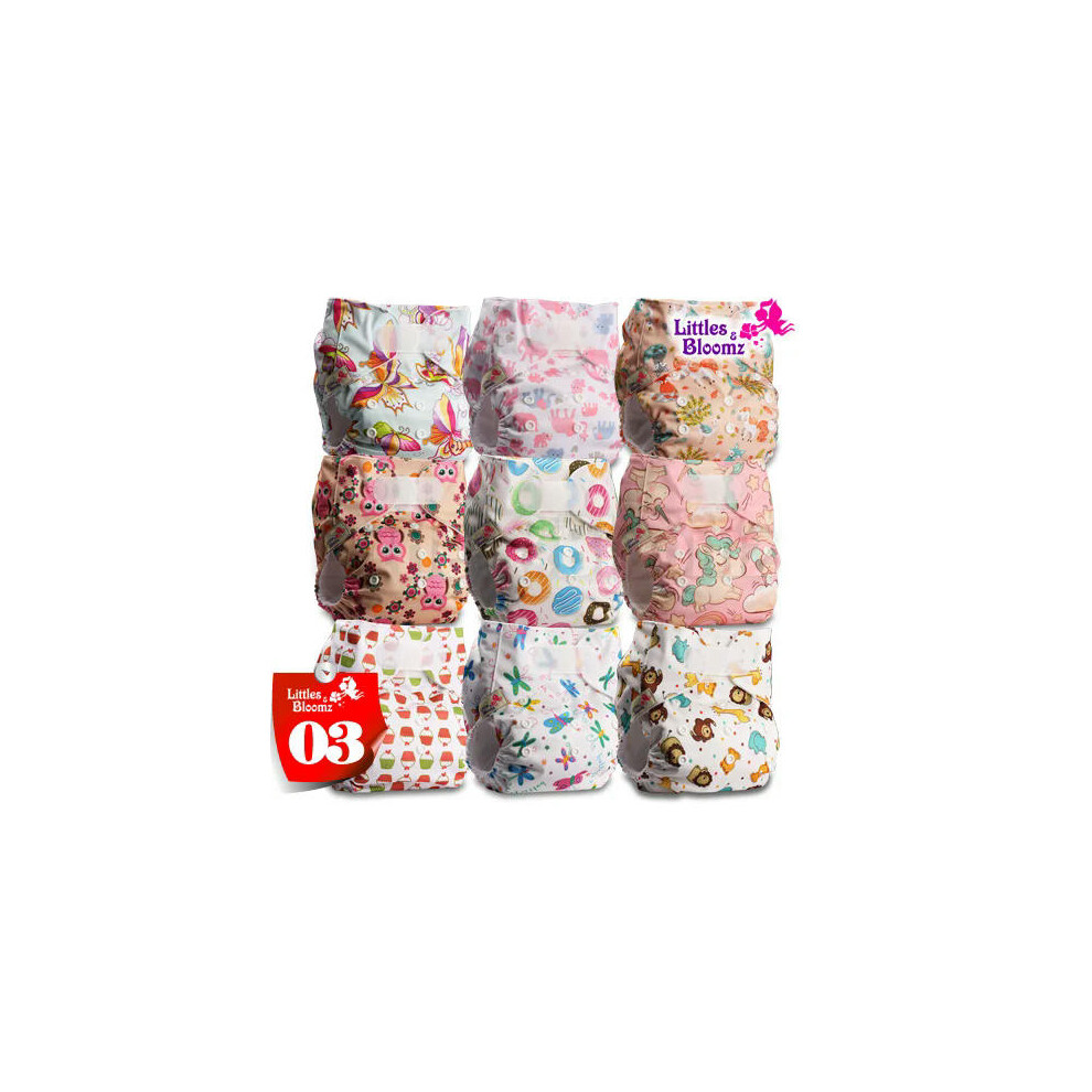 (03) [Littles&Bloomz]9pcs/set STANDARD Hook-Loop Reusable Washable Real Cloth Nappy Diaper,9 nappies/diapers and 0 inserts in one set-image-OPC-PDW7K27-NEW