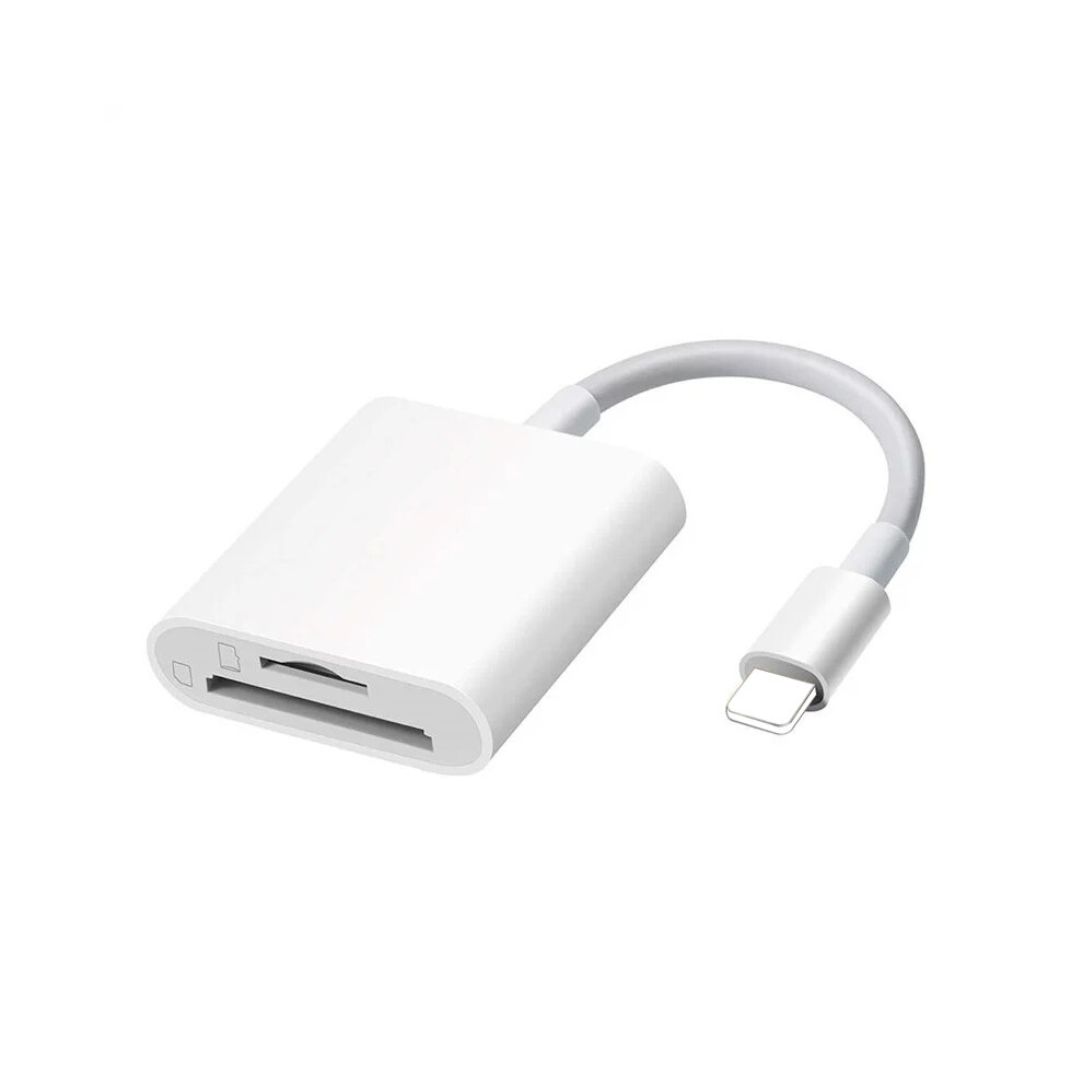 SD card reader for IPhone IPad camera, dual slot memory card reader