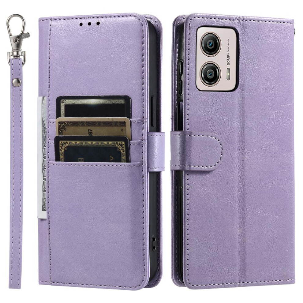 (Purple) Flip Case For Motorola Moto G84 Wallet Kickstand 6 Card Slots Pu Leather Purple 764762758431