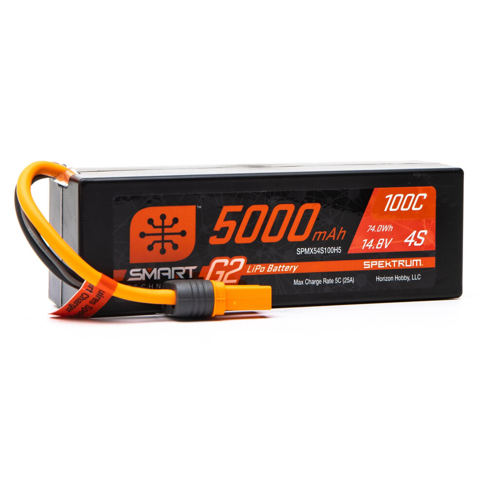 Spektrum 14.8V 5000mAh 4S 100C Smart G2 Hardcase LiPo Battery: IC5 SPMX54S100H5