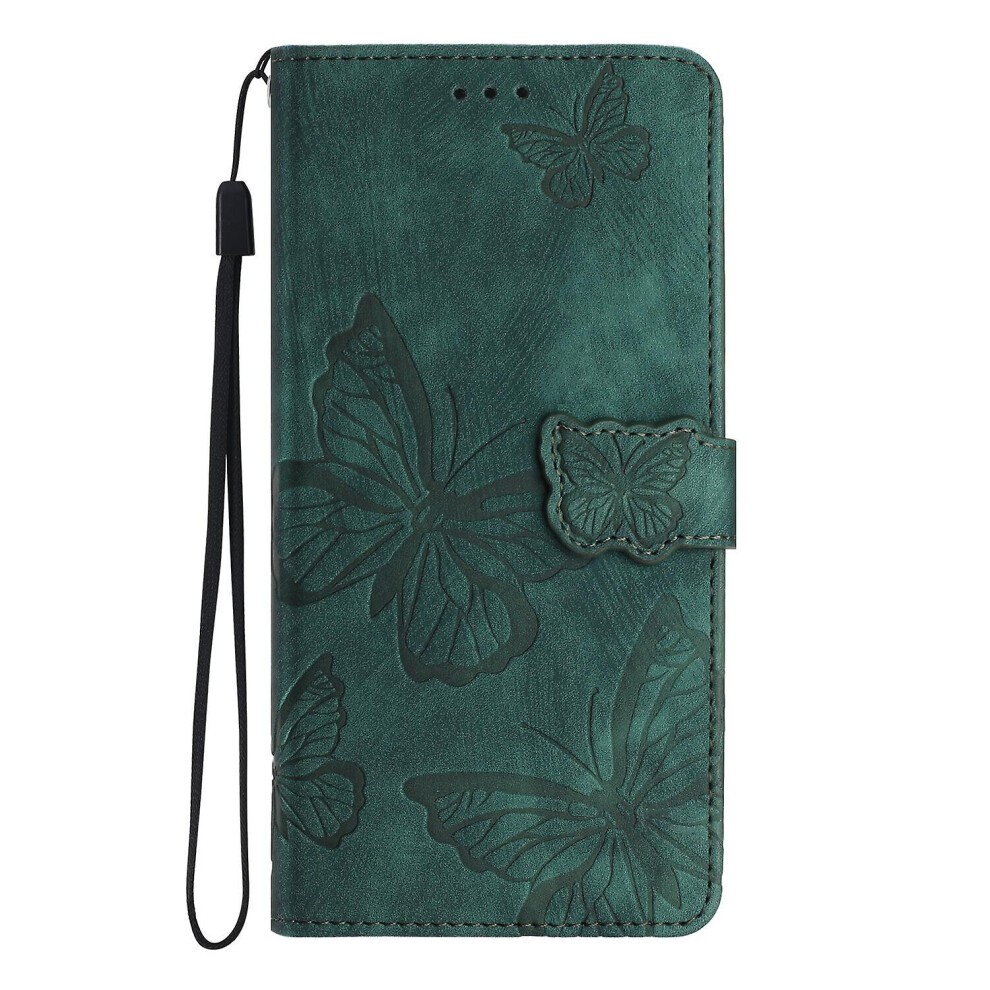 (Green) Compatible With Samsung Galaxy A20/A30 Butterfly Embossed Leather Wallet Flip Protective Cover With Card Slots Case For Samsung Galaxy A20/A30 Green 4814698489322
